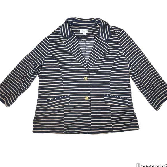 Joan Rivers Vintage Blue Tan Striped Blazer - Picture 1 of 7